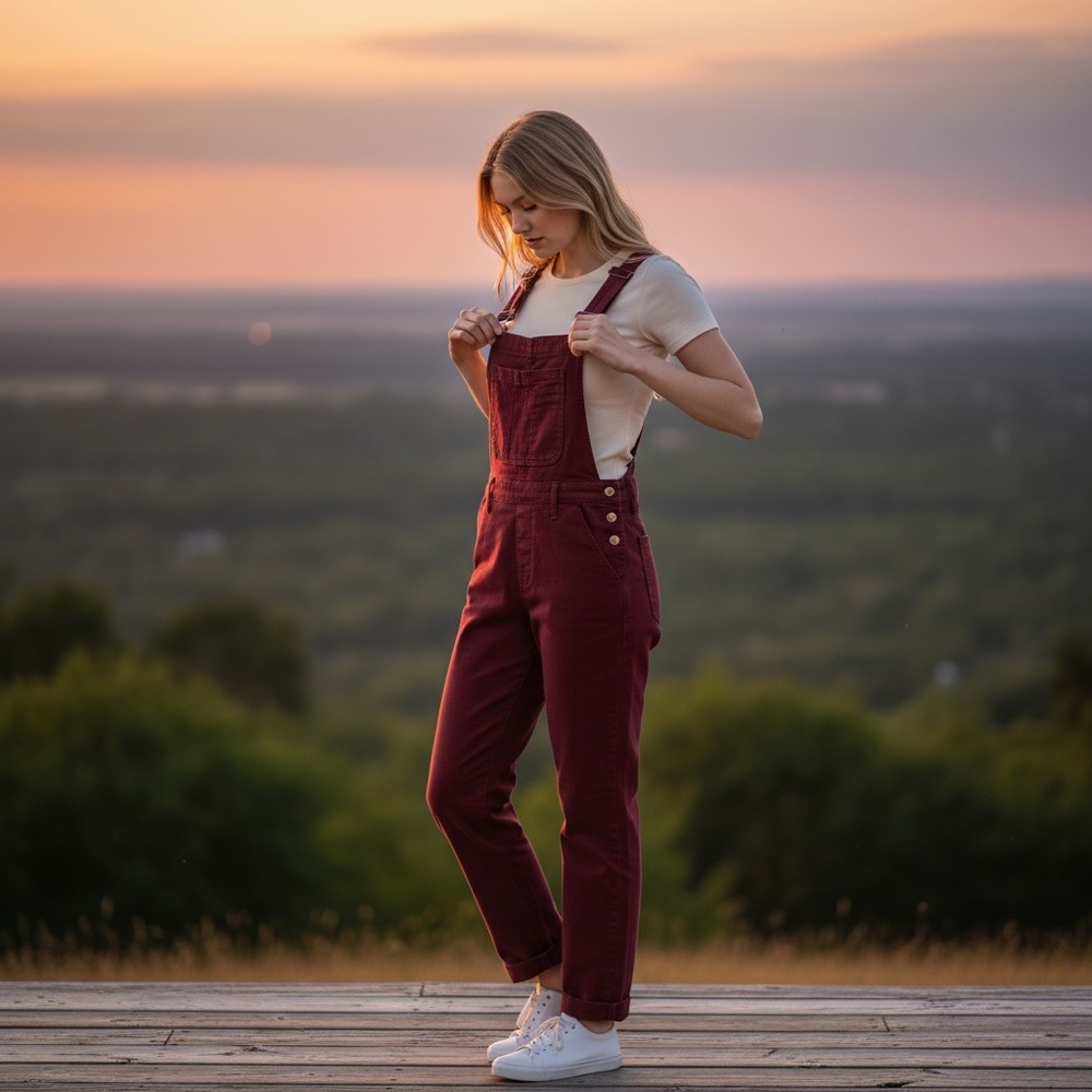 Judy Blue Women's Burgundy Denim Overalls - Picture 2 of 9